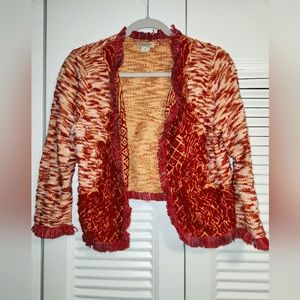 Lucky Brand Cropped open Cardigan with Fringe size M